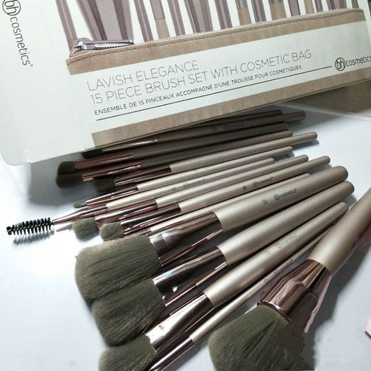 BH Cosmetics Lavish Elegance Brush Set - 15 Piece with Cosmetics Bag